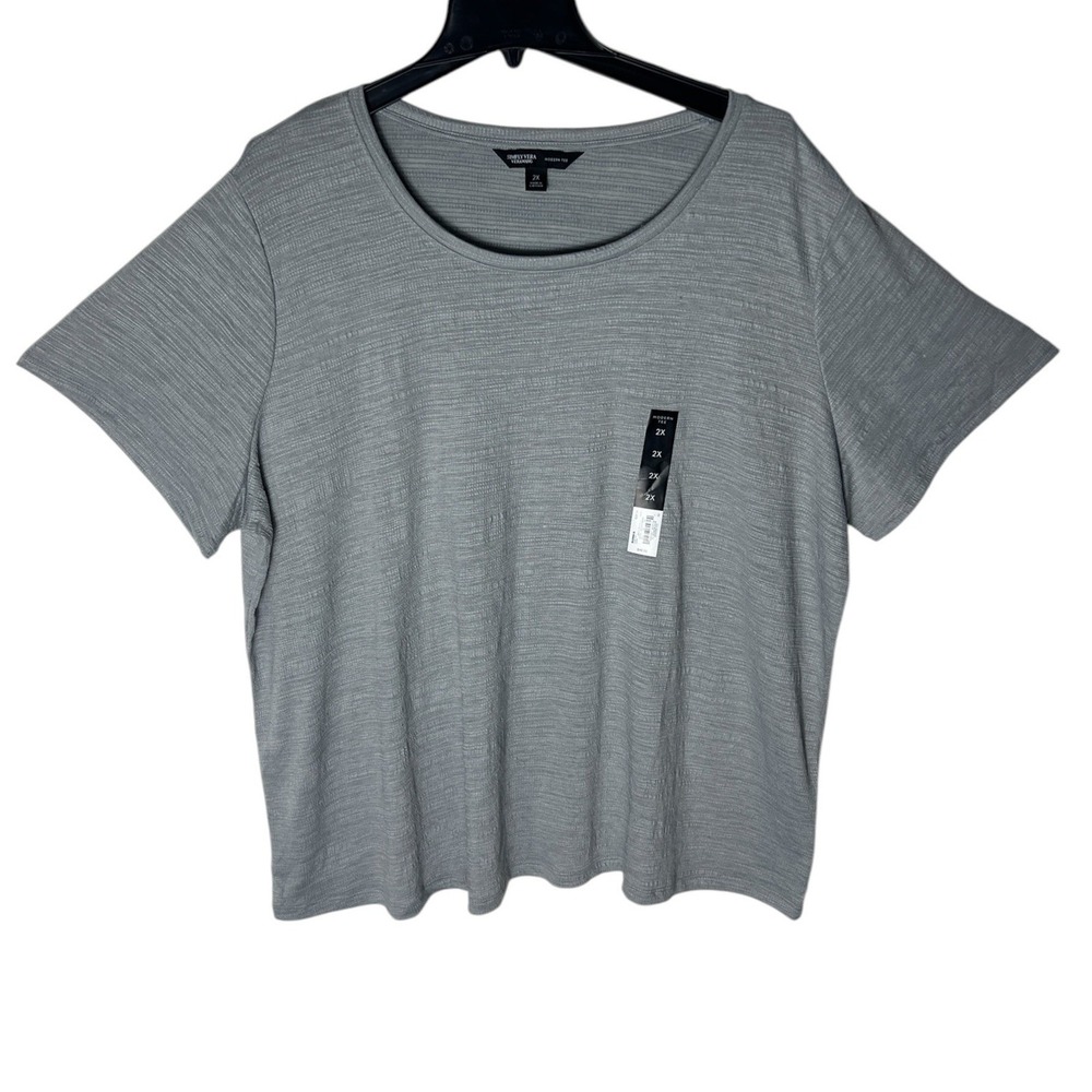 Simply Vera Vera Wang Modern Tee Gray Textured Short Sleeve Plus Size 2X NWT